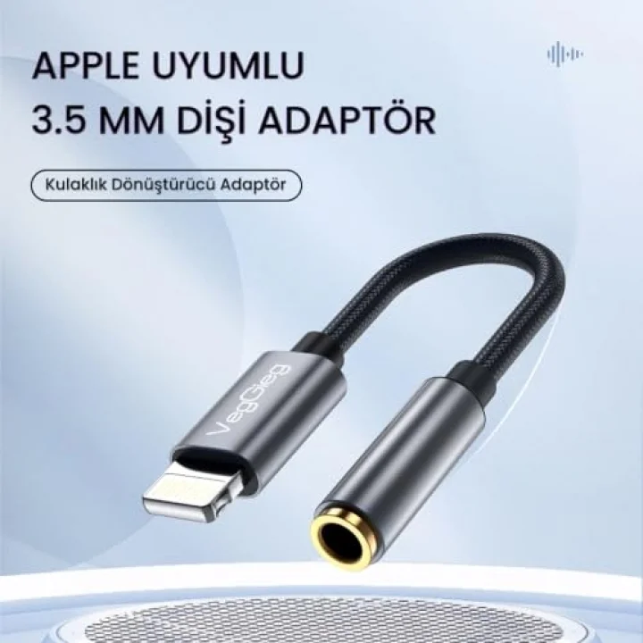 iPhone Lightning to 3.5mm Örgülü Kulaklık Dönüştürücü Adaptör