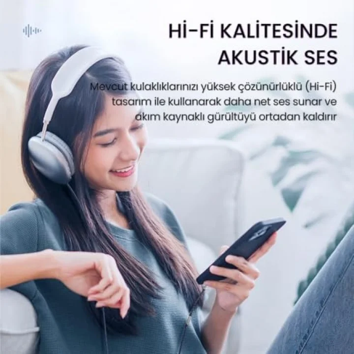 iPhone Lightning to 3.5mm Örgülü Kulaklık Dönüştürücü Adaptör