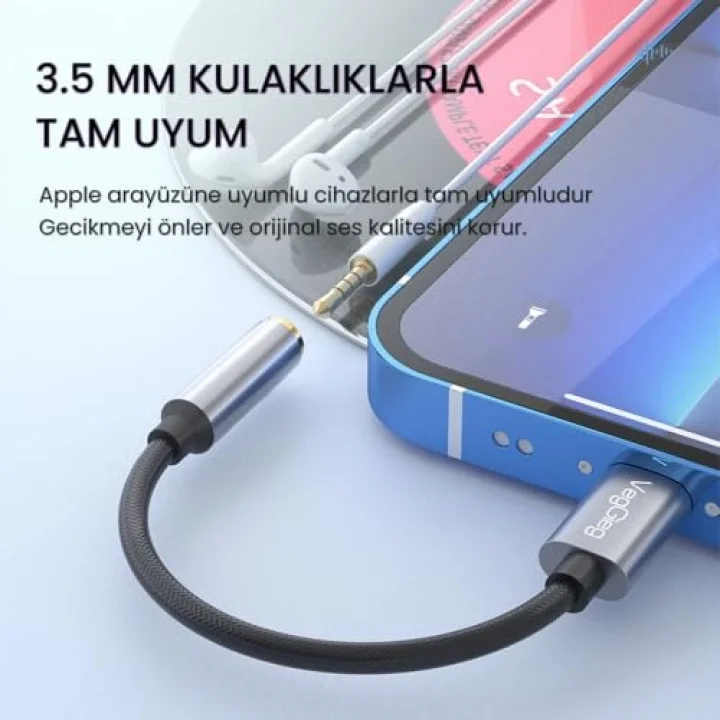 iPhone Lightning to 3.5mm Örgülü Kulaklık Dönüştürücü Adaptör