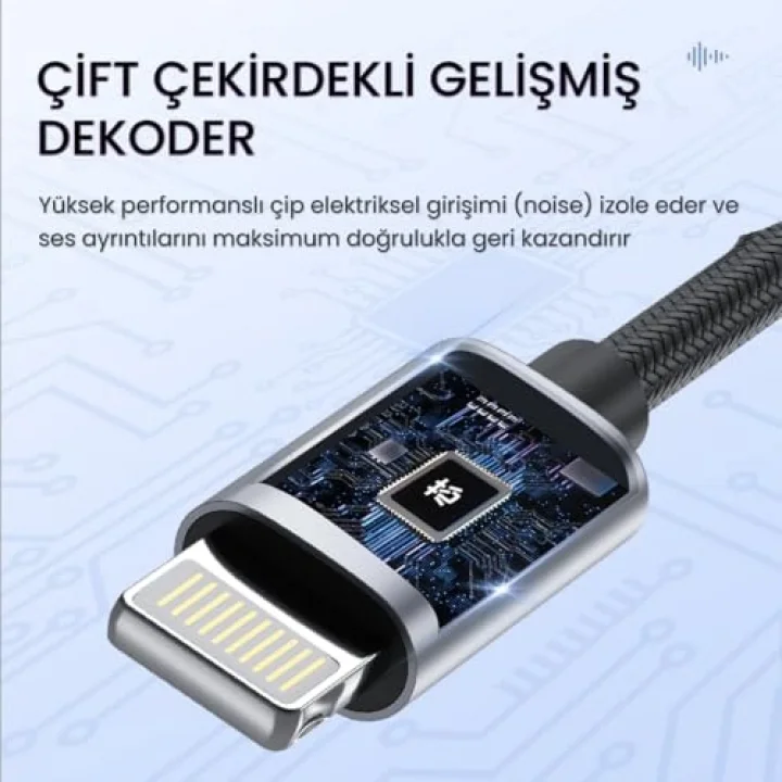 iPhone Lightning to 3.5mm Örgülü Kulaklık Dönüştürücü Adaptör