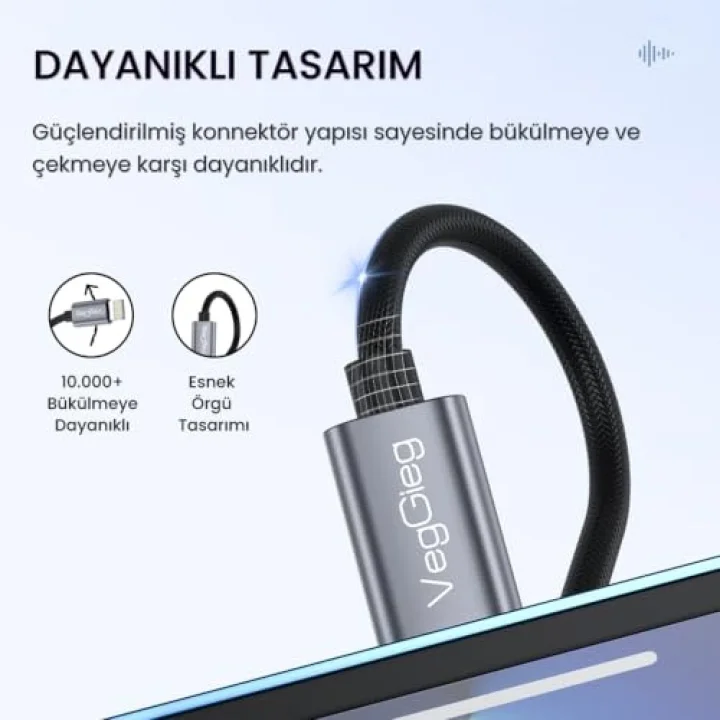iPhone Lightning to 3.5mm Örgülü Kulaklık Dönüştürücü Adaptör
