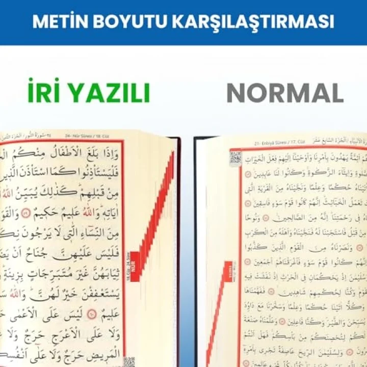 İri Yazılı Bilgisayar Hatlı Sıvama Kapak Arapça Kuranı Kerim Orta Boy - Bordo