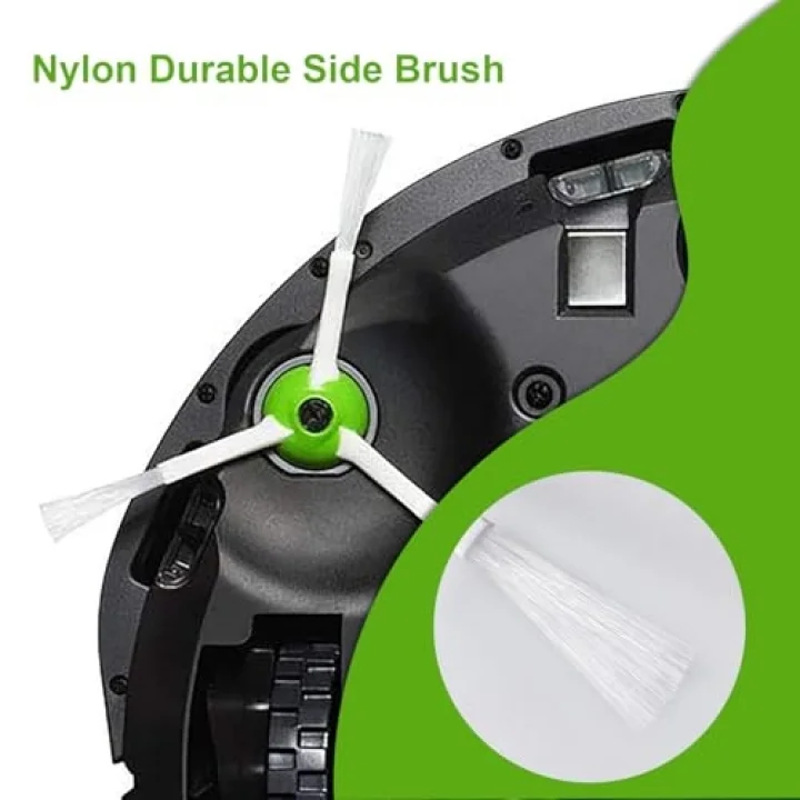 iRobot Roomba E & I serisi i7 i7+ i3 i3 + i4 i4+ i6 i6+ i8 i8+ j7 j7+/Plus E5 E6 E7 için yedek parçalar, 2 çok yüzeyli kauçuk fırça, 2 Hepa filtre, 3 yan fırça