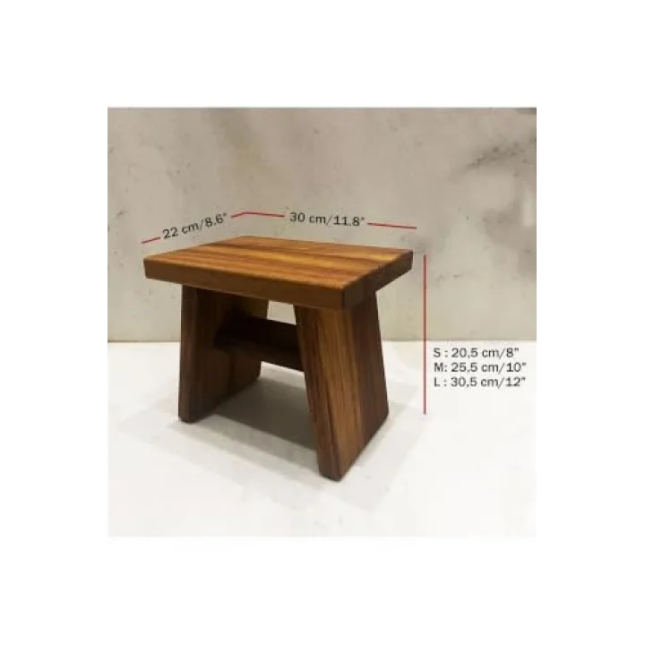 Iroko Ahşap Banyo Taburesi Oturak Step Tool (L)