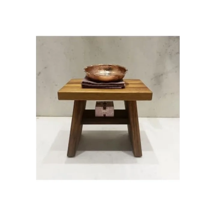 Iroko Ahşap Banyo Taburesi Oturak Step Tool (L)