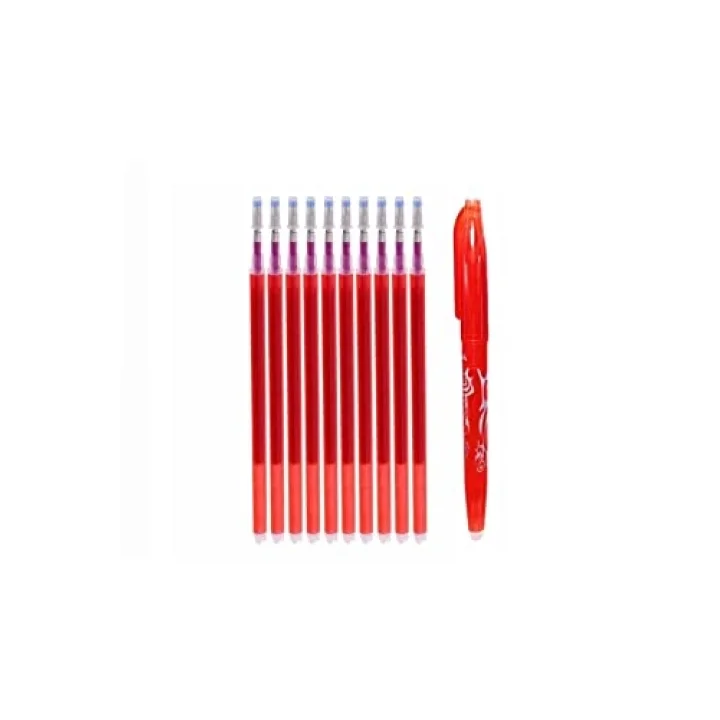 Isı Ile Uçan Silinebilen Refill Kalem Içi Ve Kalem 11 Adet (Kırmızı)