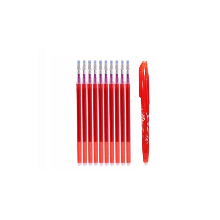 Isı Ile Uçan Silinebilen Refill Kalem Içi Ve Kalem 11 Adet (Kırmızı)