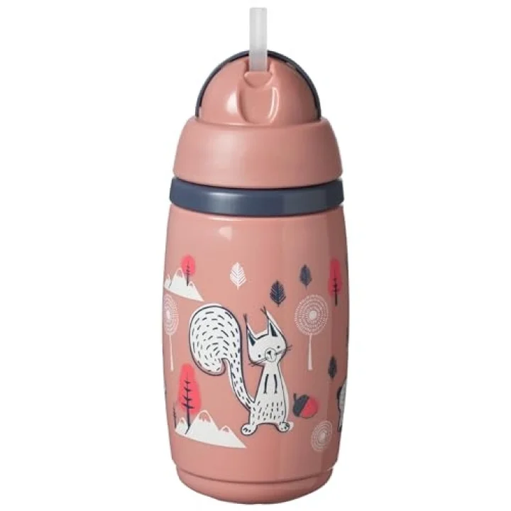 Isı Yalıtımlı Pipetli Bardak 266 ml - Pembe