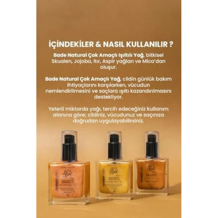 Işıltılı Yağ Rose 50 ml Bitkisel Skualan İçerikli Çok Amaçlı Nemlendirici