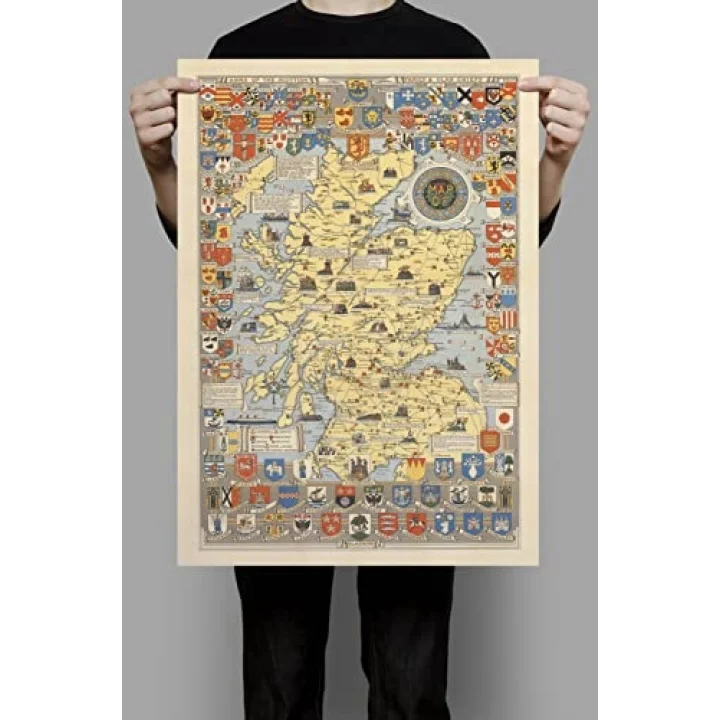İskoçya Haritası Sanatsal Duvar Dekorasyon Poster 60x90cm.