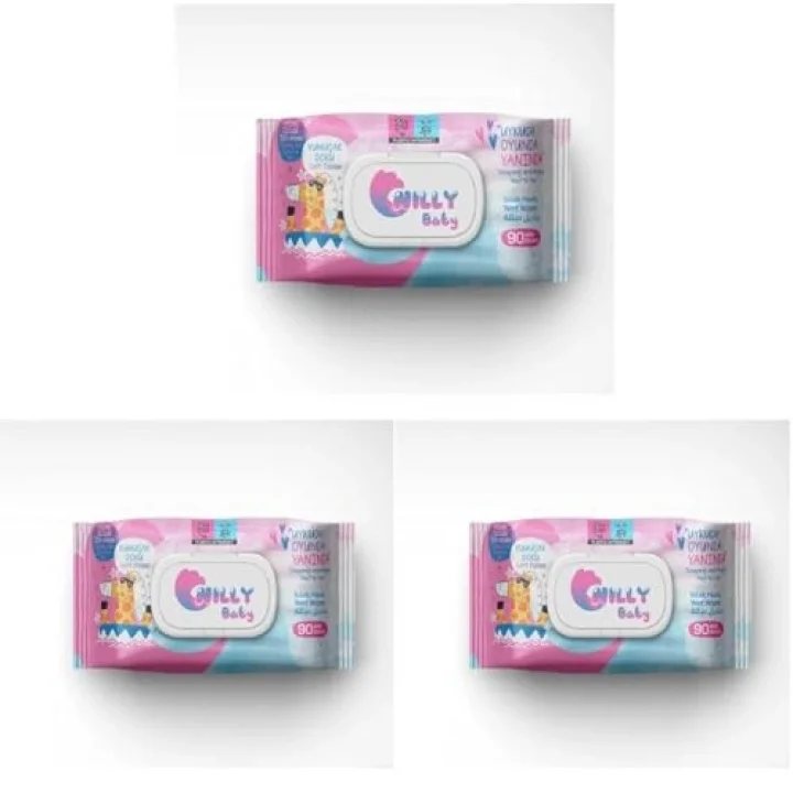 Islak Havlu 90 Yumuşak Doku Pembe Kapaklı