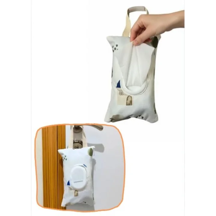 Islak Mendil Saklama Çantası Evde, Arabada, İşte, Seyahatte ve Bebek Arabasında Islak Mendil Kutusu (Renk 2, 24 Cm)