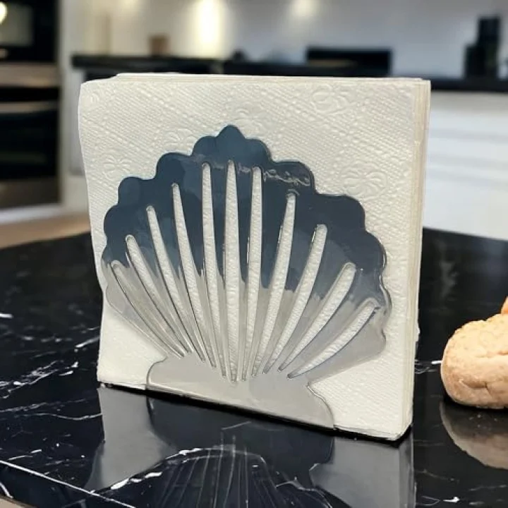 İstiridye Temalı Gümüş Metal Peçetelik