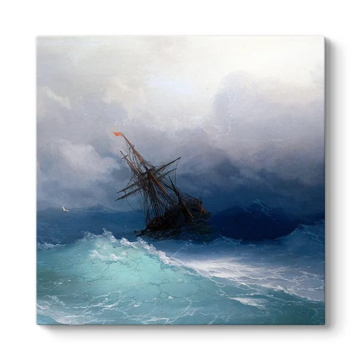 Ivan Ayvazovski - Fırtınalı Denizde Gemi Tablosu 90 x 90