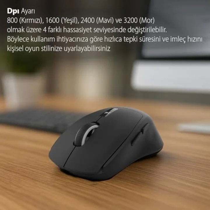 IWM-397T Kablosuz Mouse | 7D Sessiz Tuş 500mAh Şarjlı LED Gösterge Paneli 3200 DPI
