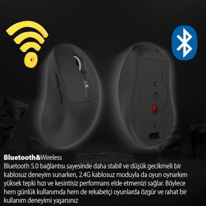 IWM-397T Kablosuz Mouse | 7D Sessiz Tuş 500mAh Şarjlı LED Gösterge Paneli 3200 DPI