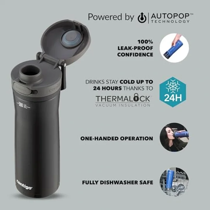 Jackson Autopop Soğuk Su Termosu 590 mL Siyah