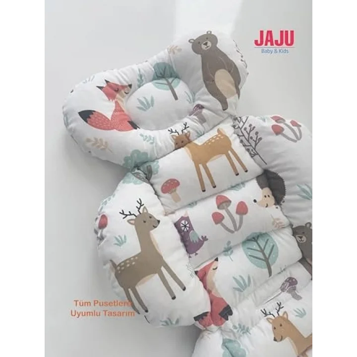 Jaju Baby Sevimli Orman Tasarım Puset Minderi/Bebek Arabası Minderi