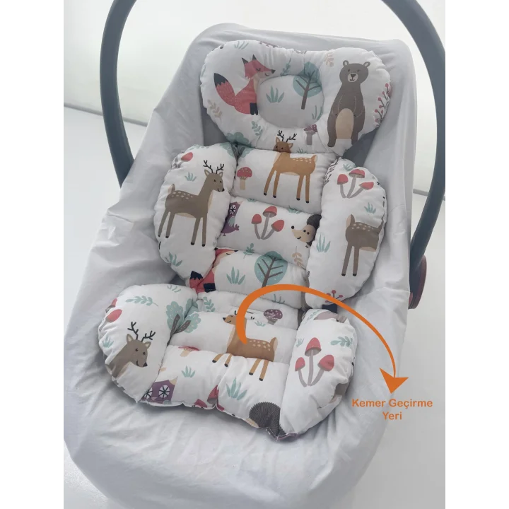Jaju Baby Sevimli Orman Tasarım Puset Minderi/Bebek Arabası Minderi