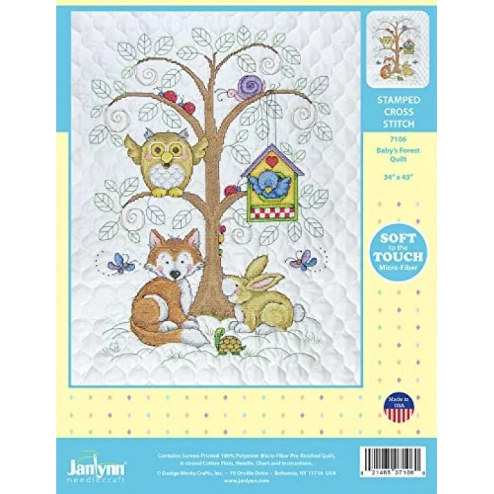 Janlynn Kanaviçe Yorgan Seti, Bebek Ormanı için Damgalı