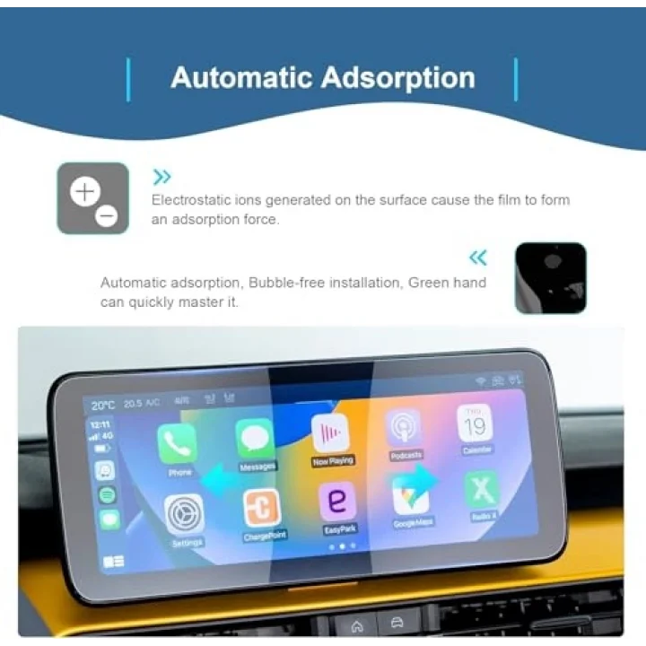 Jeep ile uyumlu Avenger 2024-2025 Model Multimedya ve Gösterge Panel 9H Nano Ekran Koruyucu (Multimedya)