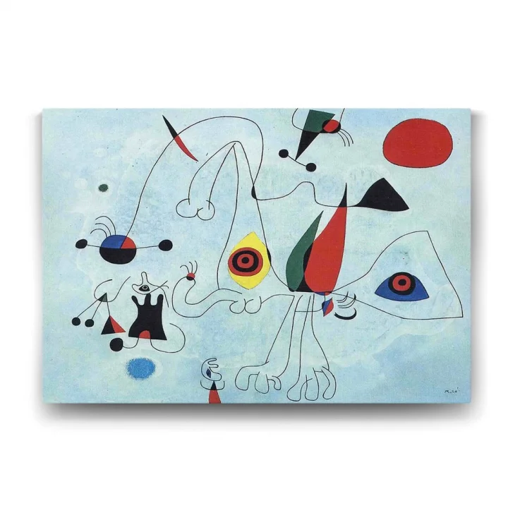 Joan Miro - Women and Birds Tablosu - 100x70cm