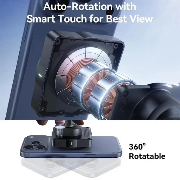 JR-506 15W Otomatik Dönen Manyetik Kablosuz Şarjlı Araç Tutucu