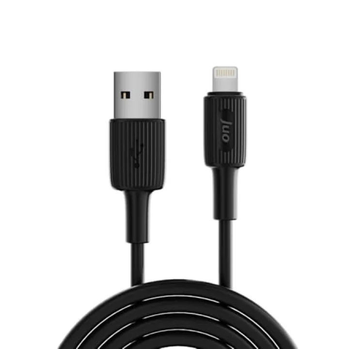 Juo 12W 2.4A USB-A to Lightning iPhone iPad ile Uyumlu Silikon Hızlı Şarj ve Data Kablosu Siyah 2 Metre