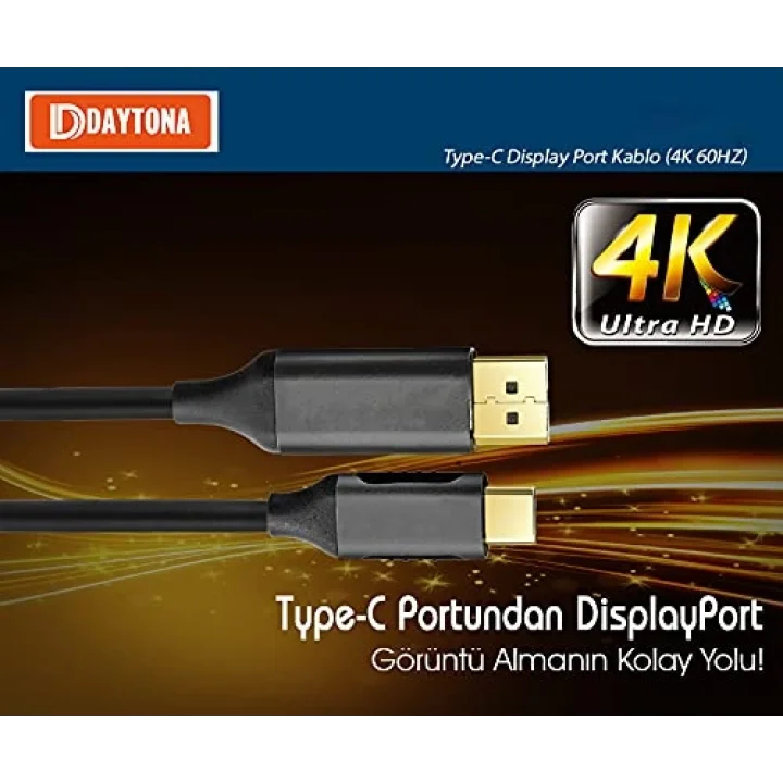 K01E Type-C To Display Port Dp 4K Hd 60Hz Görüntü Aktarım Kablosu