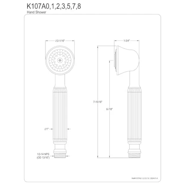 K107A2 Vintage El Duş Başlığı, Cilalı Pirinç