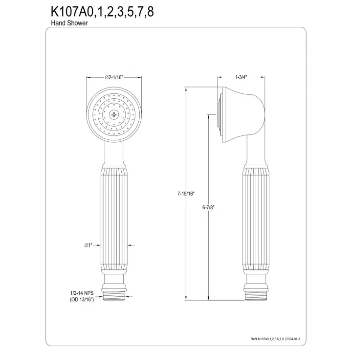 K107A2 Vintage El Duş Başlığı, Cilalı Pirinç