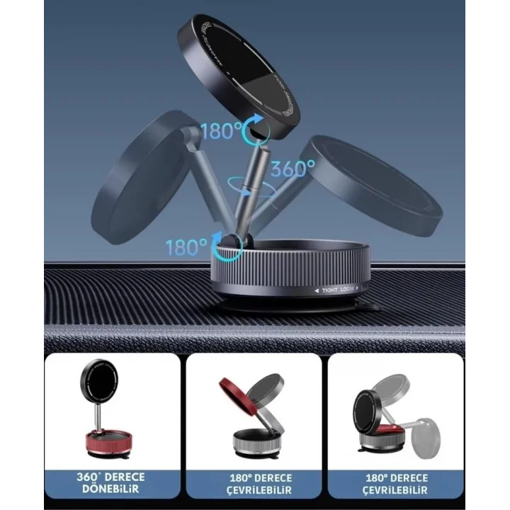 K10A KATLANABİLİR 360 DERECE HER YÖNE DÖNEBİLİR VACUM MAGNETİC ARAÇ TUTUCU TELEFON STANDI KİLİTLİ VAKUM VE 5 KG TAŞIMA KAPASİTELİ MIKNATIS İLE HEM ŞIK VE KALİTELİ HEM DE SAĞLAM VE ÇOK GÜÇLÜ