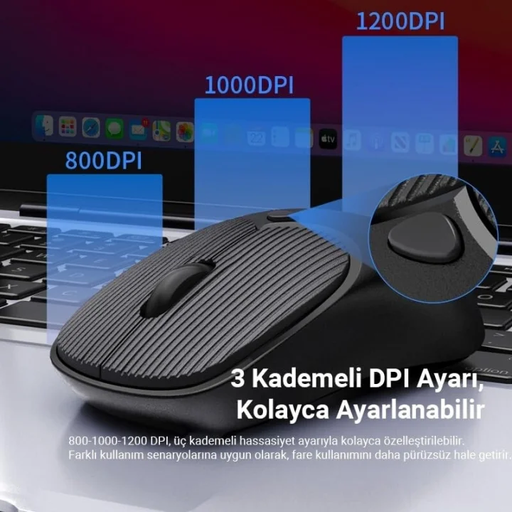 K17 Dual Mode Bluetooth ve 2.4GHz Destekli 1200DPI Kablosuz Optik Mouse