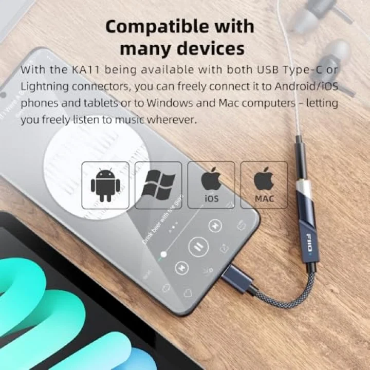 KA11 USB C - 3.5mm Ses Adaptörü 32bit/384 KHz, USB Tip C Dongle HiFi DAC Amplifikatör Android/iOS/Windows/Mac için (Gümüş, TC)