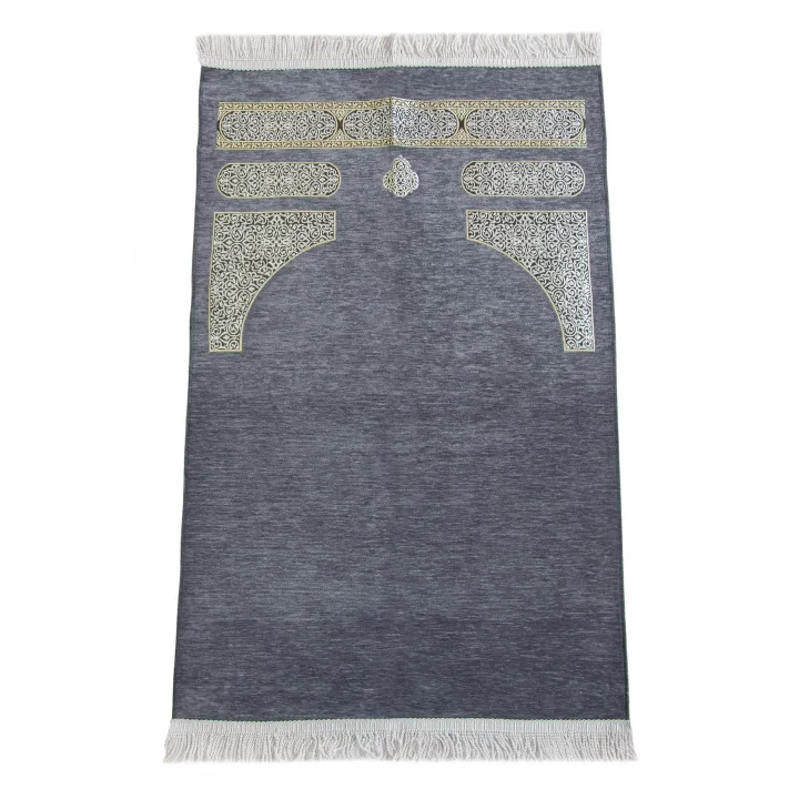 Kabe Desenli Örgü Püsküllü Şönil Seccade Gri