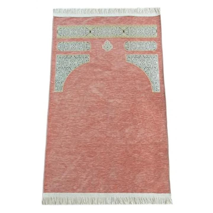 Kabe Desenli Örgü Püsküllü Şönil Seccade Pembe
