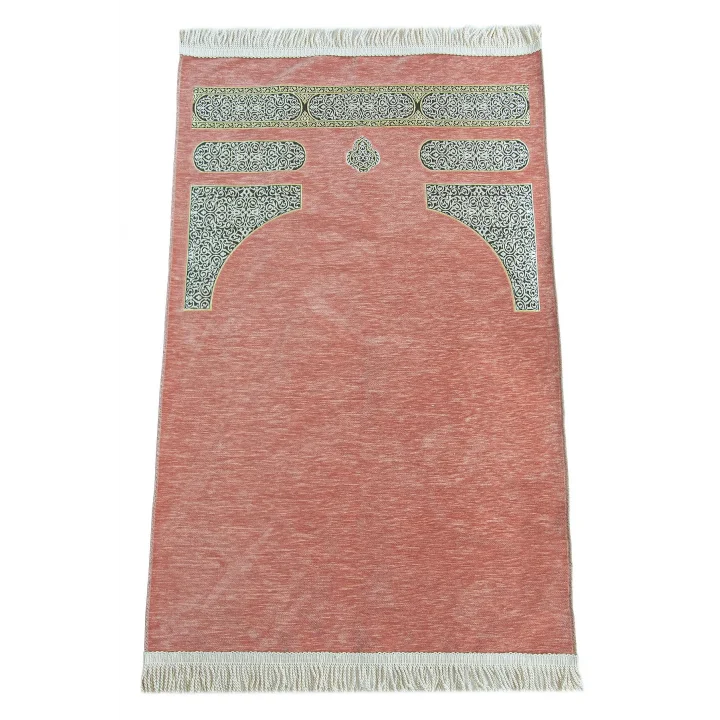 Kabe Desenli Örgü Püsküllü Şönil Seccade Pembe