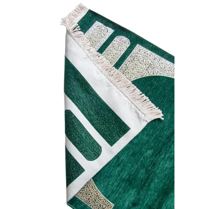 Kabe Desenli Örgü Püsküllü Şönil Seccade Yeşil