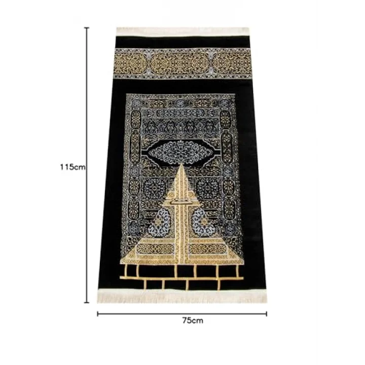 Kabe Desenli Ultra Plus Siyah Şönil Seccade (Kabe Kapısı 3)