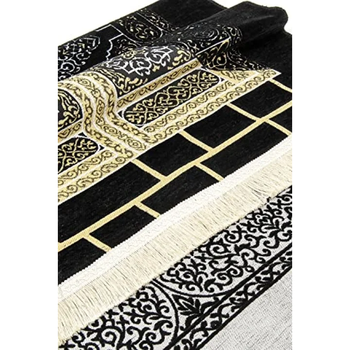 Kabe Desenli Ultra Plus Siyah Şönil Seccade (Kabe Kapısı 3)