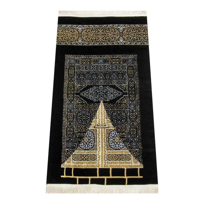 Kabe Desenli Ultra Plus Siyah Şönil Seccade (Kabe Kapısı 3)