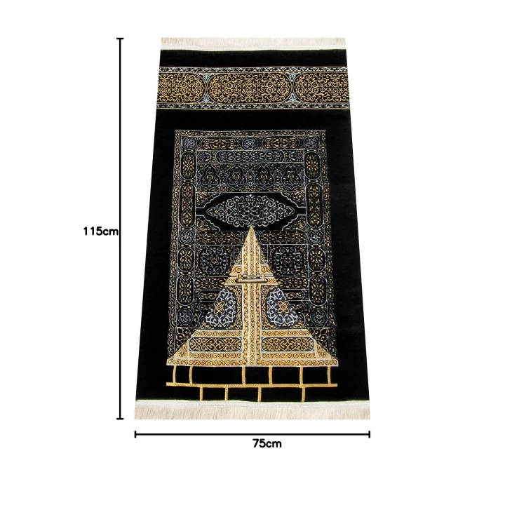 Kabe Desenli Ultra Plus Siyah Şönil Seccade (Kabe Kapısı 3)
