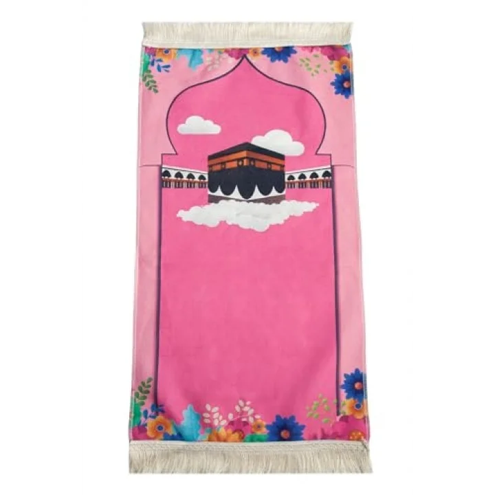 Kabeli Çiçek Desenli Çocuk Seccadesi Pembe