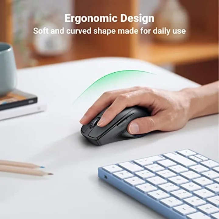 Kablosuz Ergonomik Fare, USB Alıcılı 2.4GHz 4000 DPI Sessiz İnce Kablosuz Bluetooth Fare, Tablet,PC,Dizüstü Bilgisayar ile Uyumlu.