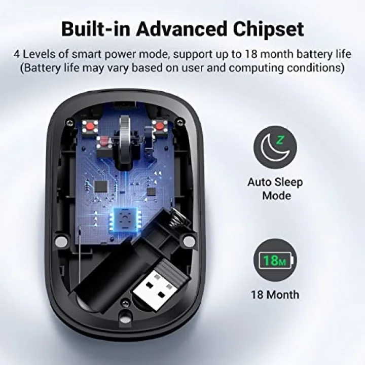 Kablosuz Fare, 2,4 Ghz Usb Bağlantısı, Maks. 4000 Dpi, 18 Ay Pil Ömrü. Pc, Mac, Dizüstü Bilgisayar, Windows 11, 10, 8.1, 7, Macos, Linux Ile Uyumlu (Siyah)