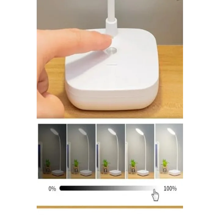 Kablosuz Şarjlı Dokunmatik Üç Renk LED Masa Lambası Ders Çalışma Okuma Işığı Dimmer Ayarlı WB-01
