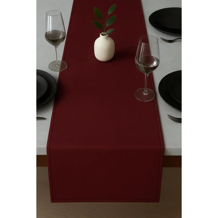 Kadife Görünümlü Masa Runnerı,Bordo 40 X 140