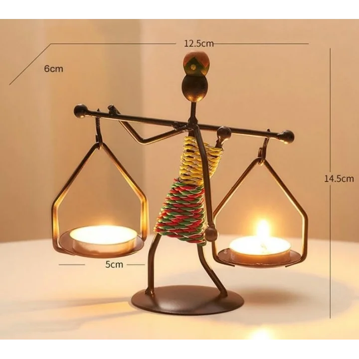 Kadın Figürlü Metal Ferforje Tealight Mumluk Ev Dekoru Süs