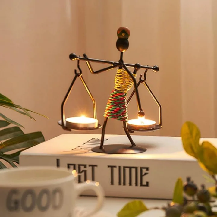 Kadın Figürlü Metal Ferforje Tealight Mumluk Ev Dekoru Süs