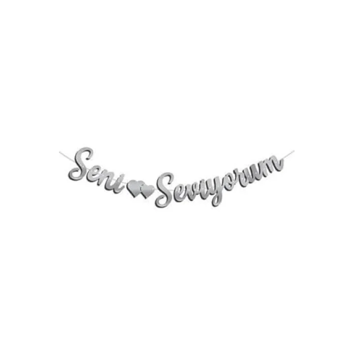 Kaligrafi Banner Gümüş Seni Seviyorum M249